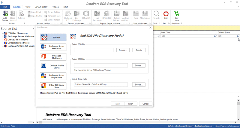 Datavare EDB Recovery Tool screenshot