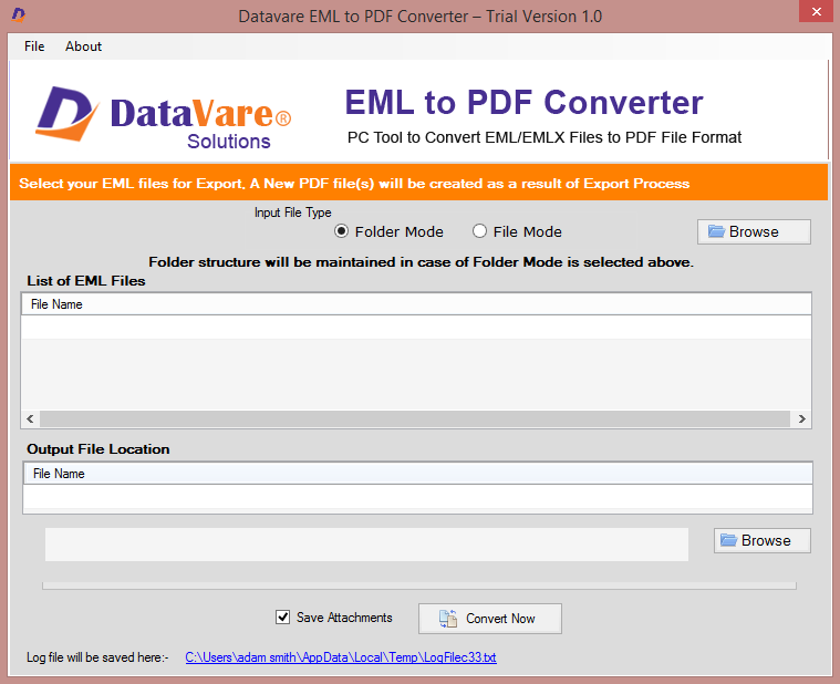 Datavare EML to PDF Converter screenshot