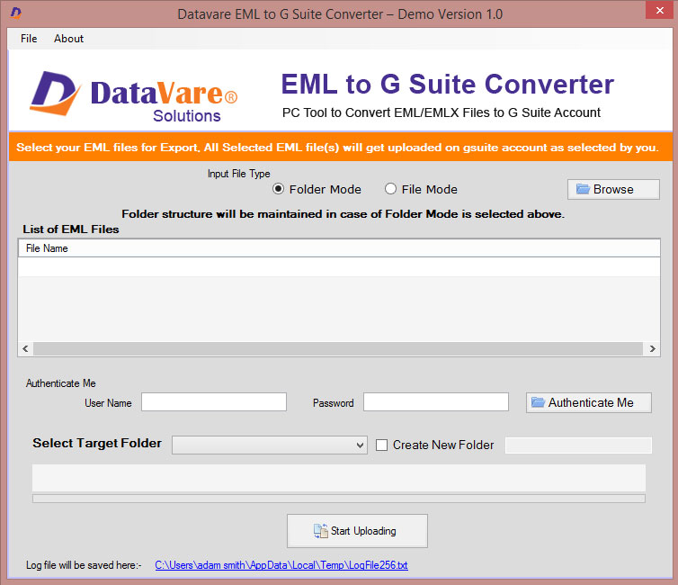 Datavare EML to G Suite Converter screenshot