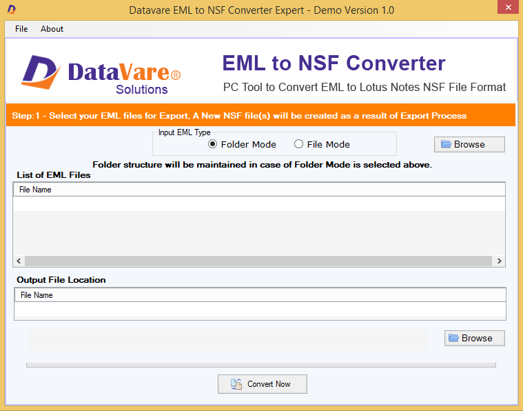 DataVare EML to NSF Converter screenshot