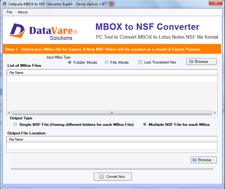 Datavare MBOX to NSF Converter Expert screenshot