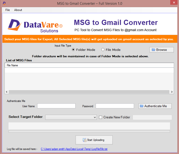 Datavare MSG to Gmail Converter Software software