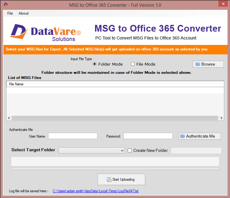 Datavare MSG to Office 365 Converter software