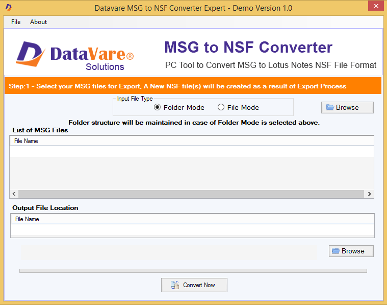 Windows 7 Datavare MSG to NSF Converter 1.0 full