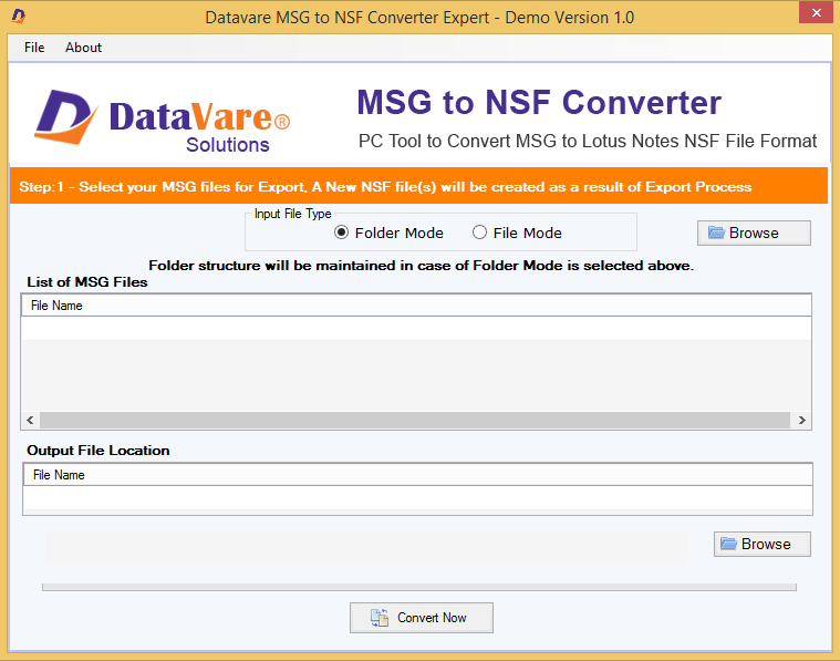 Datavare MSG to NSF Converter screenshot