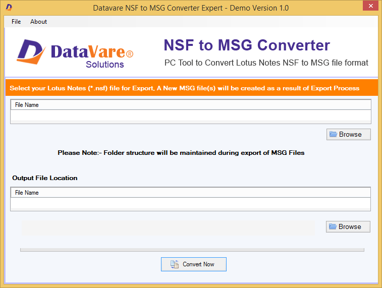Datavare NSF to MSG Converter screenshot
