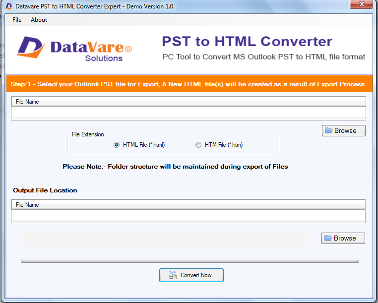 DataVare PST to HTML Converter Expert screenshot