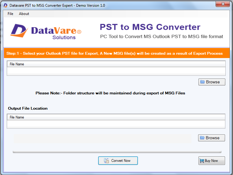 Windows 7 DataVare PST to MSG Converter Expert 1.0 full