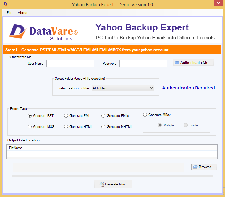 DataVare Yahoo Backup Expert screenshot