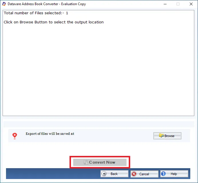 Browse Output location