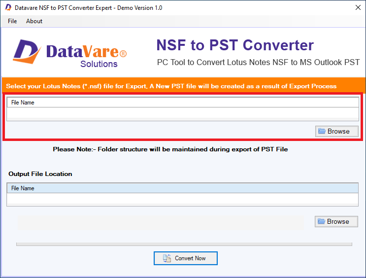 select NSF files/folder