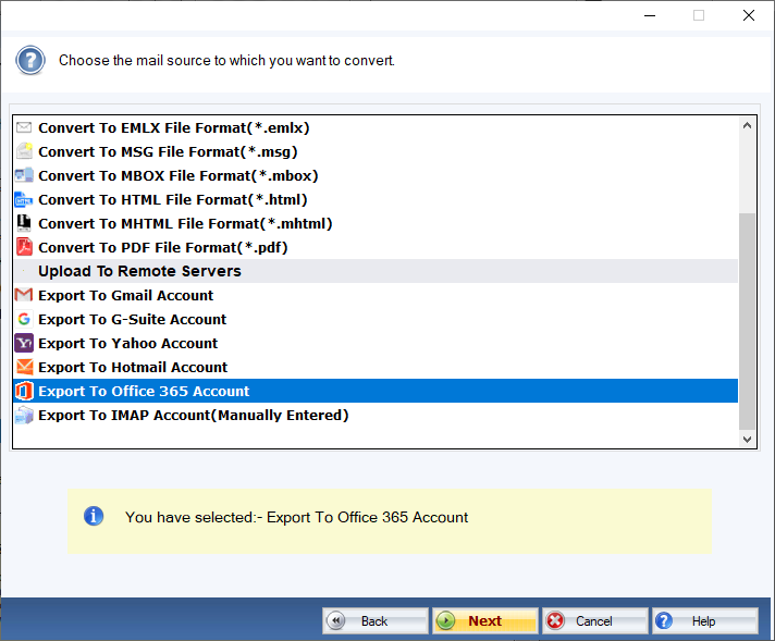 Export to office365 