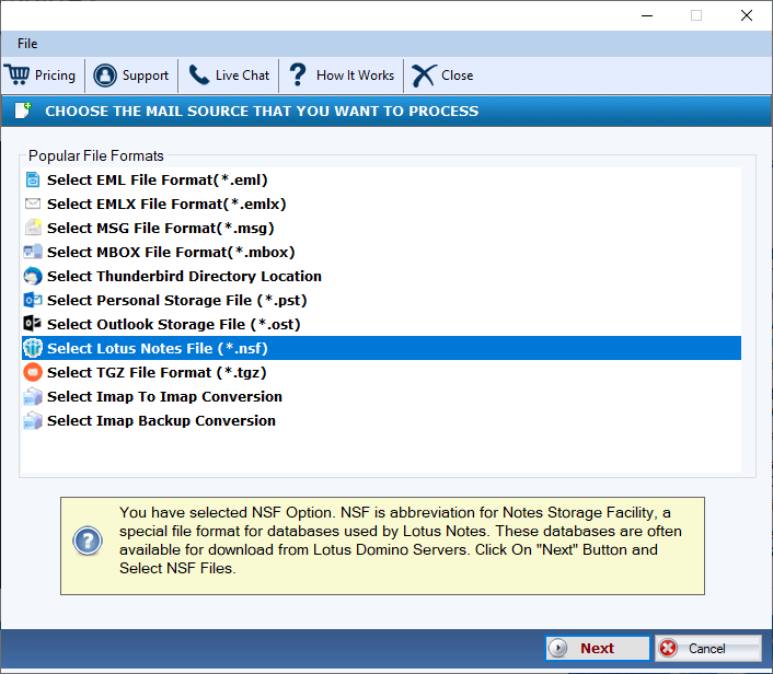 Select NSF Files