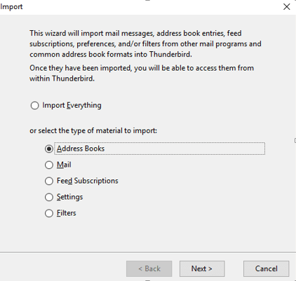 address book Import