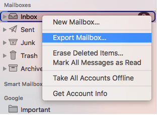 Export Mail box