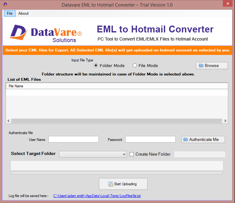 EML para Hotmail Conversor