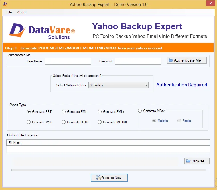 Yahoo Backup software